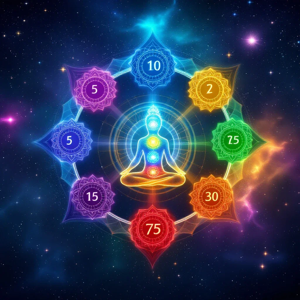 宇宙背景下七個脈輪與生命靈數的藝術呈現