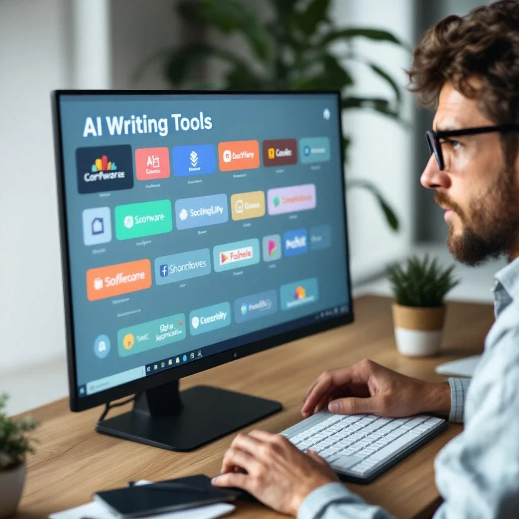 顯示一位使用者在選擇AI工具的過程中困惑的情景