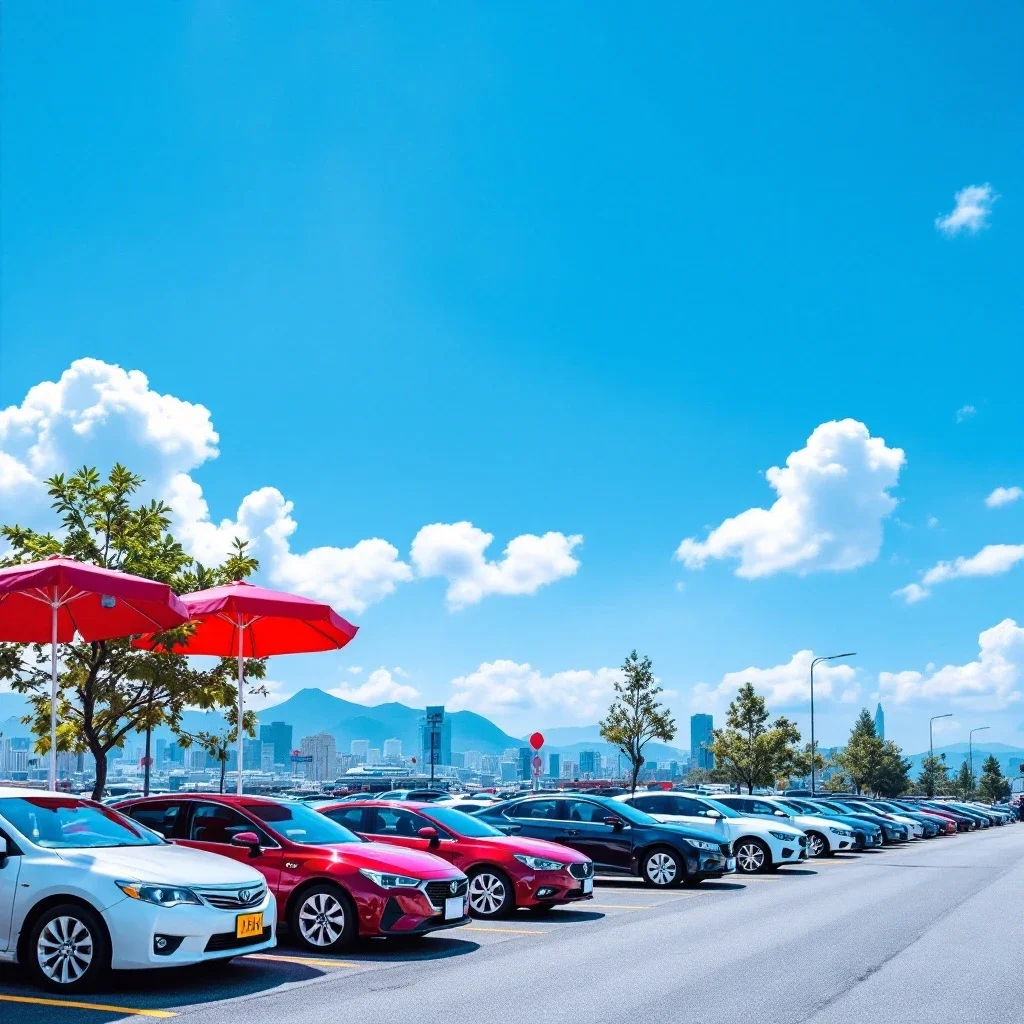 高雄陽光下停放的汽車展現包膜材料耐紫外線的特性