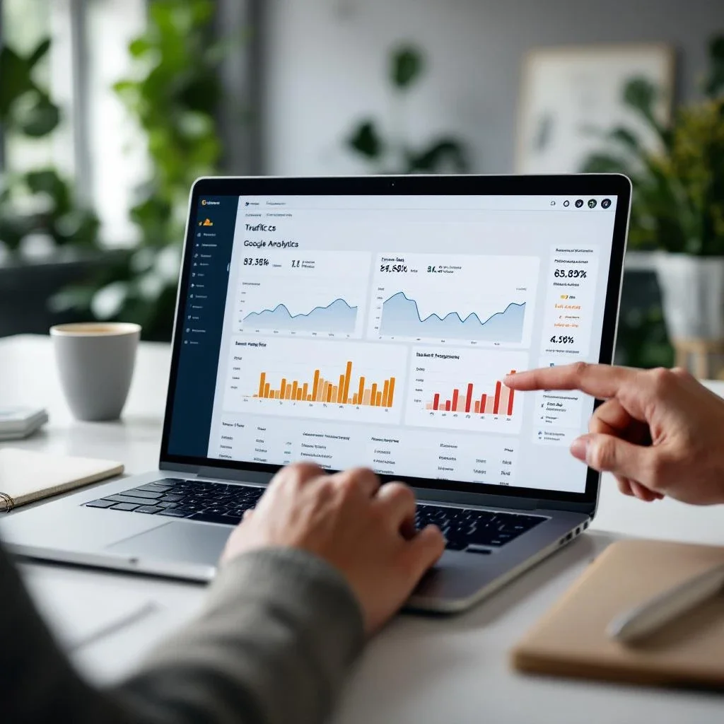 這張圖會呈現使用 Google Analytics 的數據分析畫面