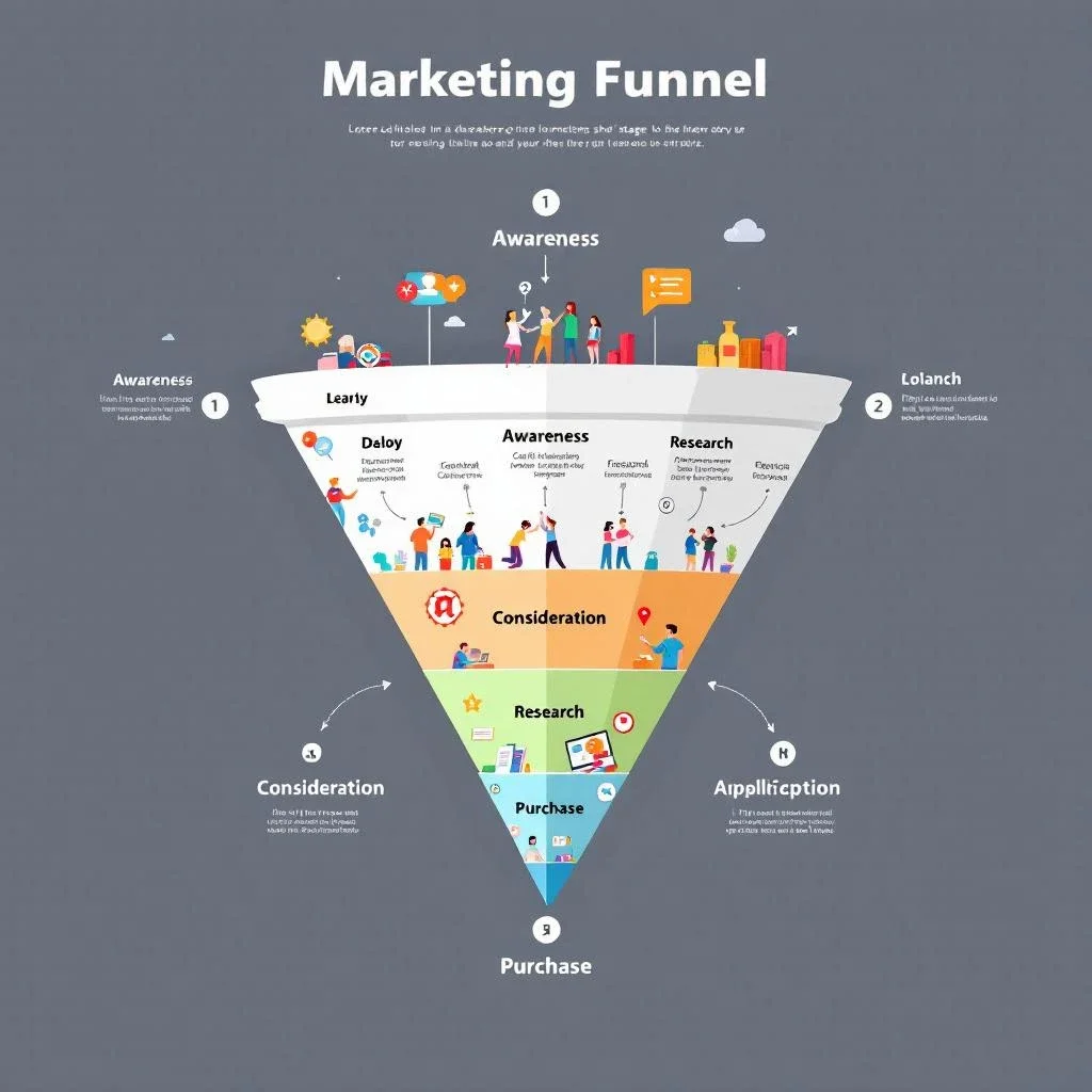 展示行銷漏斗的四個階段