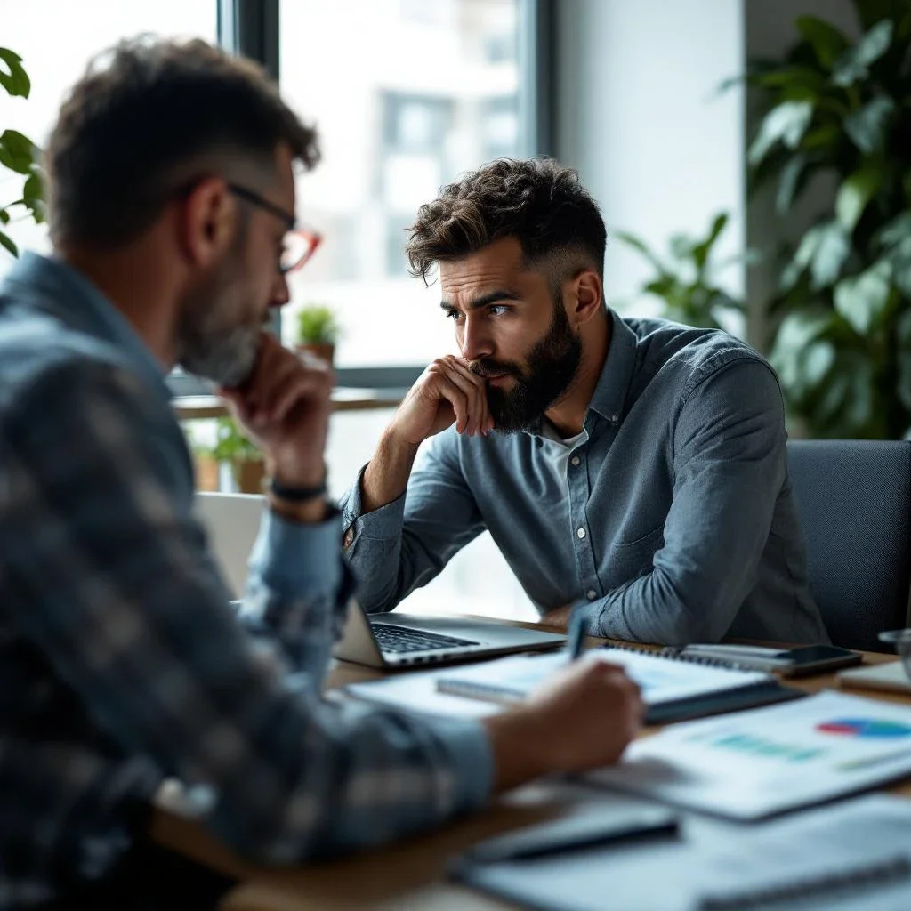這張圖展示了一位數位行銷專家在工作中的場景。