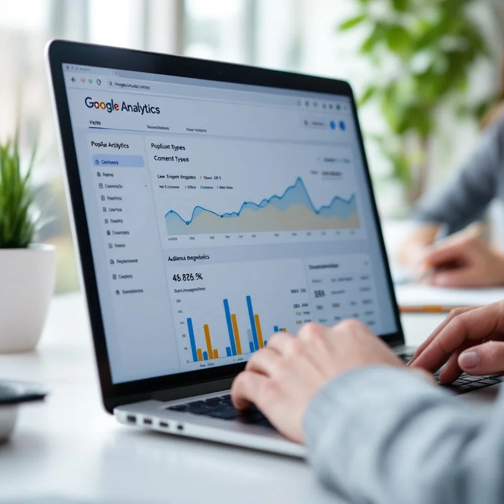 展示使用Google Analytics分析受眾行為的場景