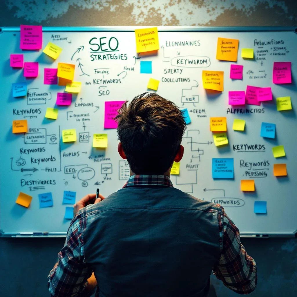 SEO算法變化的影響，展示一個策略思考的場景