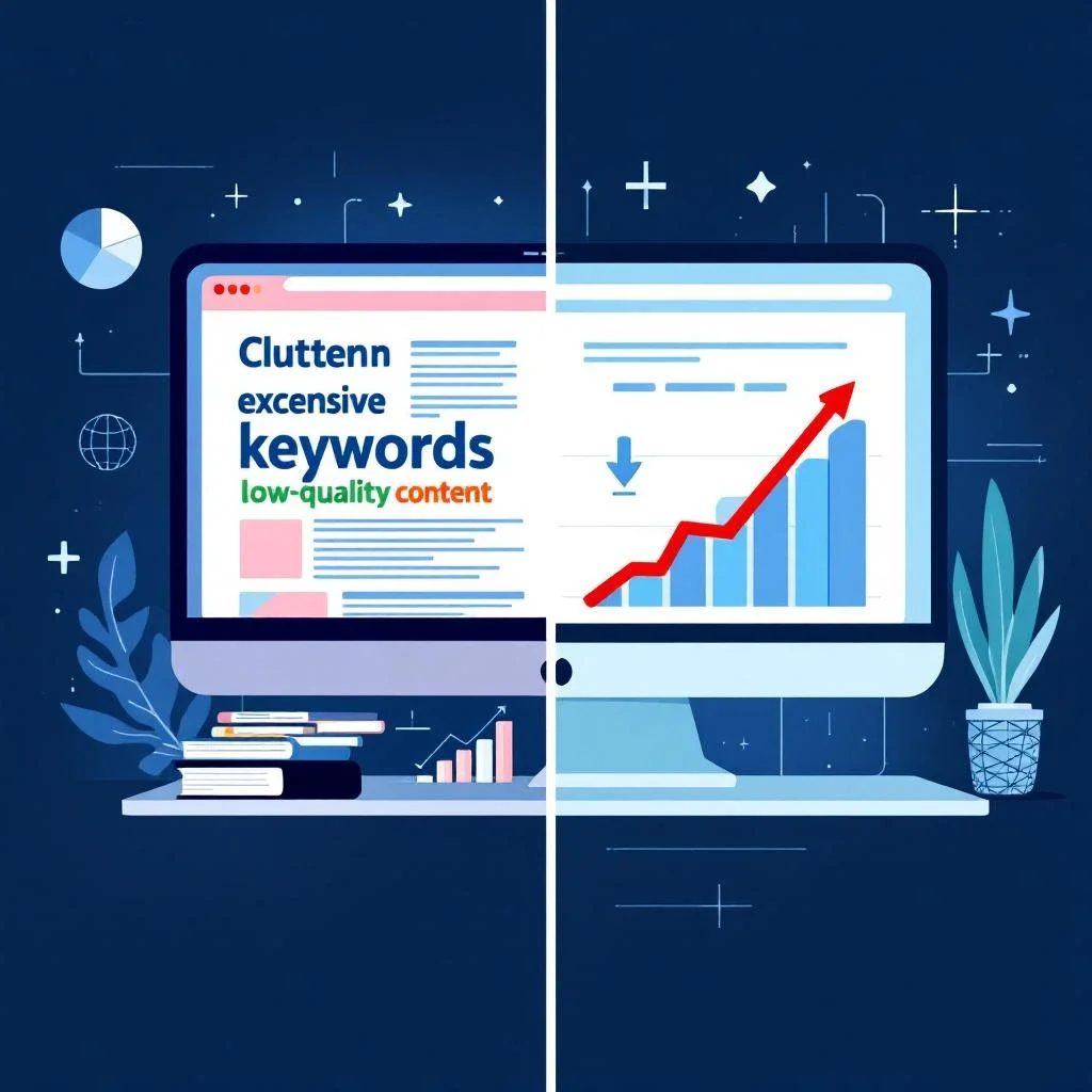 展示低質量內容與高質量內容的比較