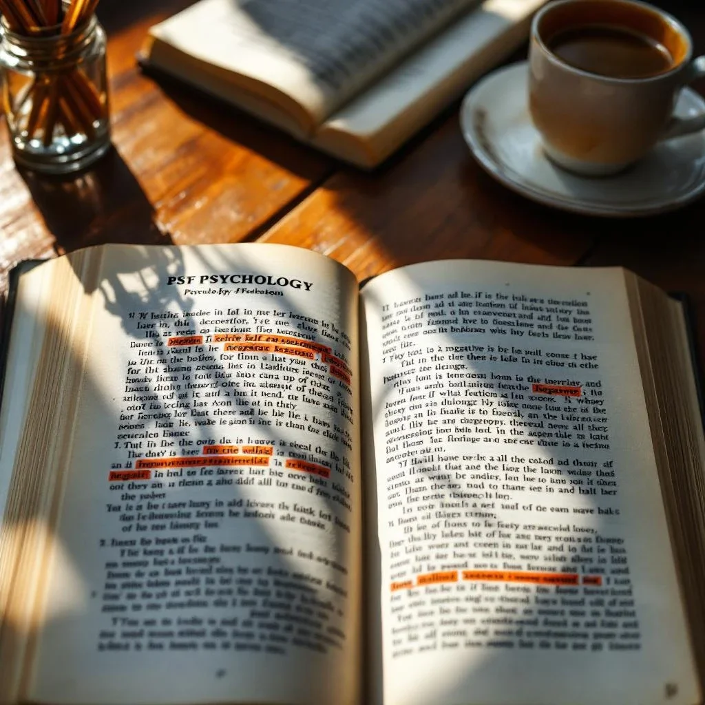 在木桌上翻閱心理學書籍的學生與筆記本，不配得感是心理問題嗎的思考環境