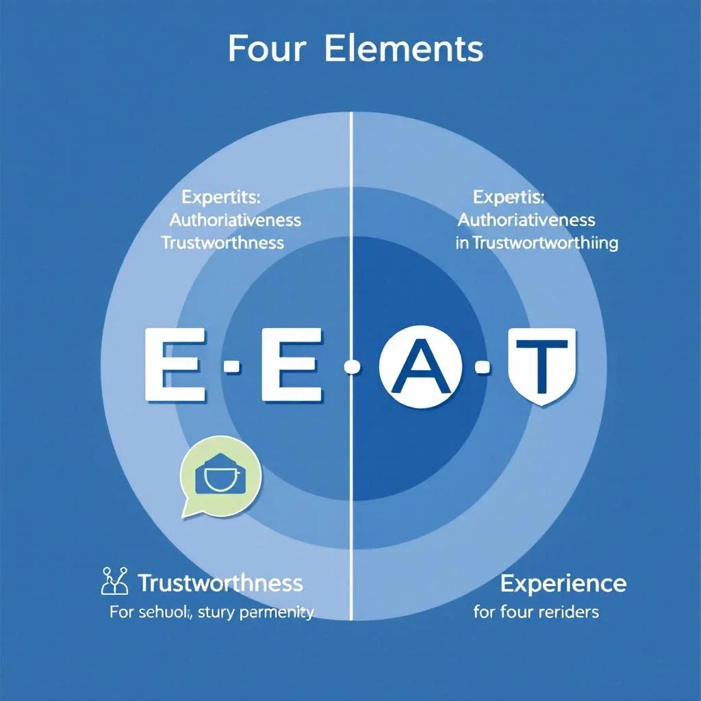 展示E-E-A-T的四大組成元素的視覺化圖表