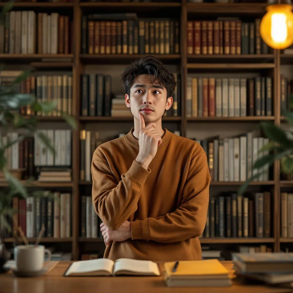 在溫馨的學習環境中，新手思考如何選擇適合的易經入門書