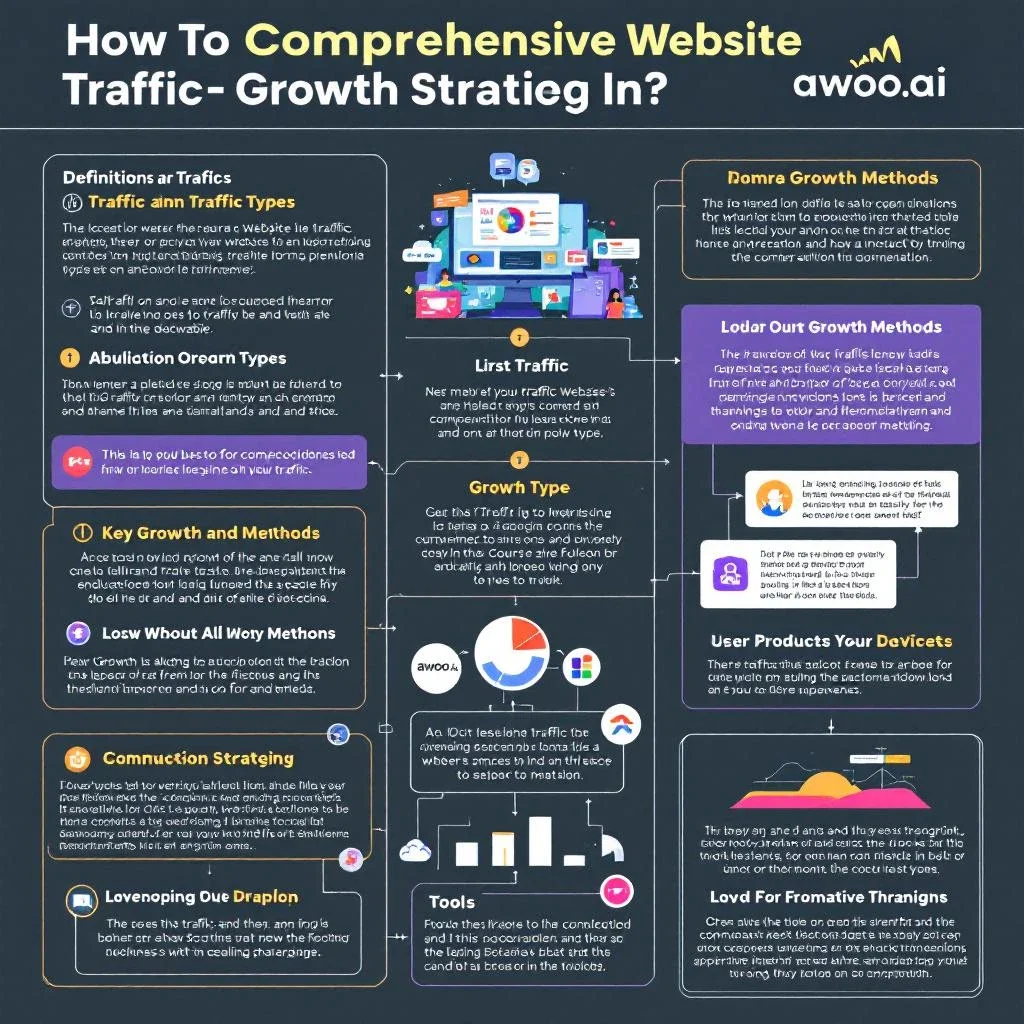 這張圖會呈現完整的網站流量增長策略圖示
