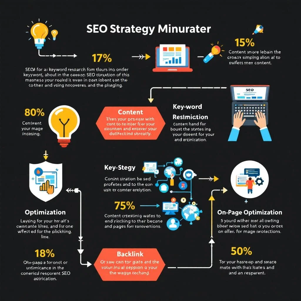 SEO策略關鍵步驟的流程圖