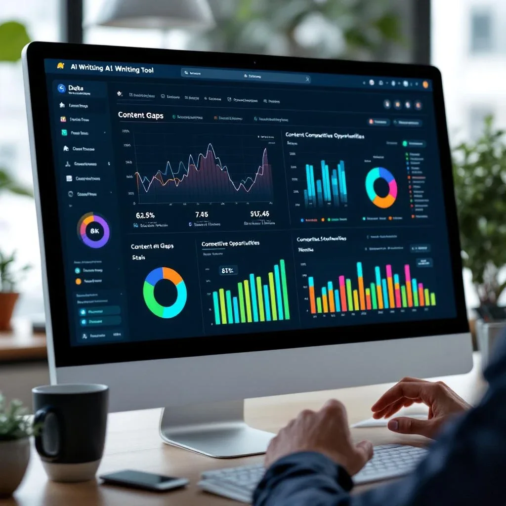 AI工具的界面顯示數據分析和內容策略建議