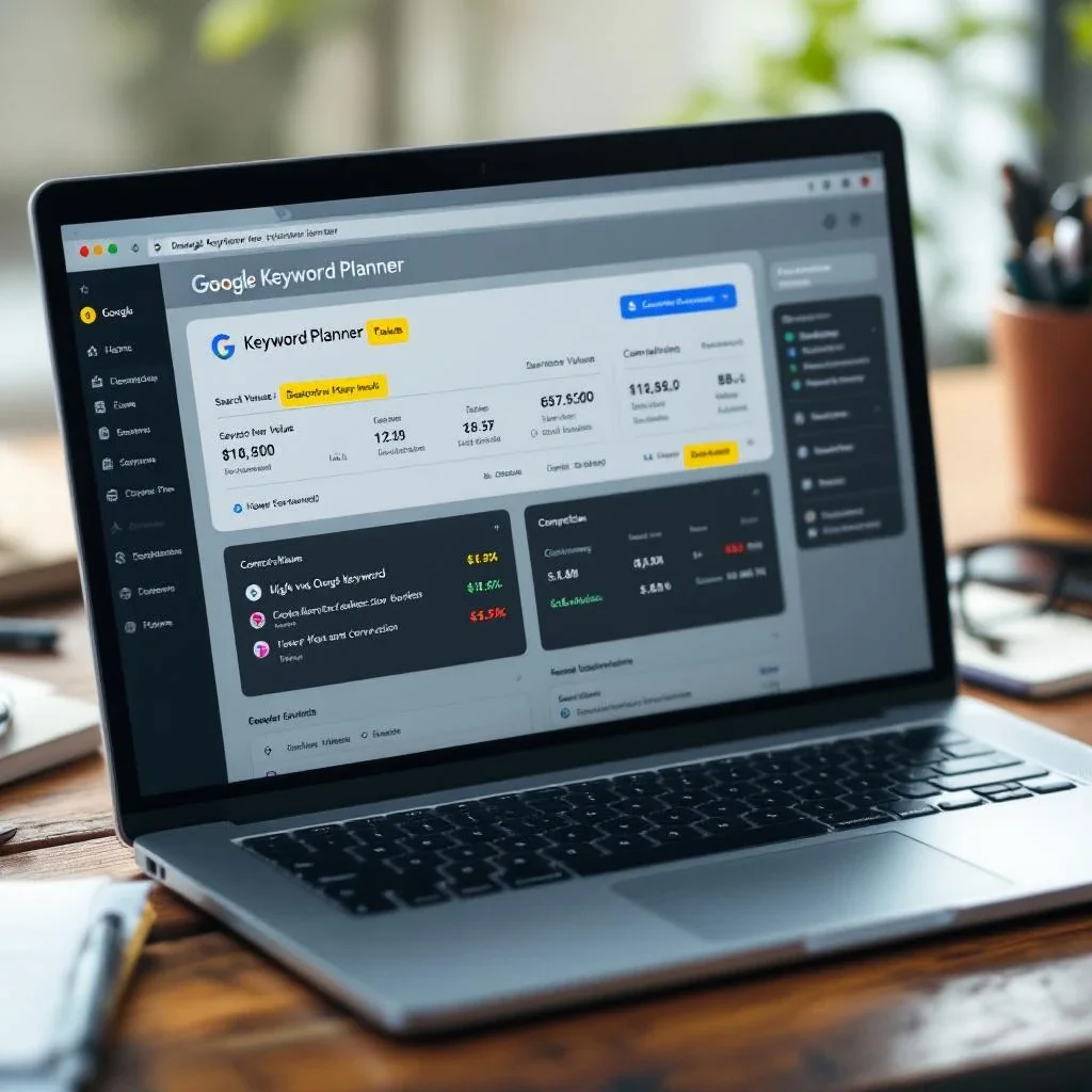 示範使用Google Keyword Planner進行關鍵字研究的畫面