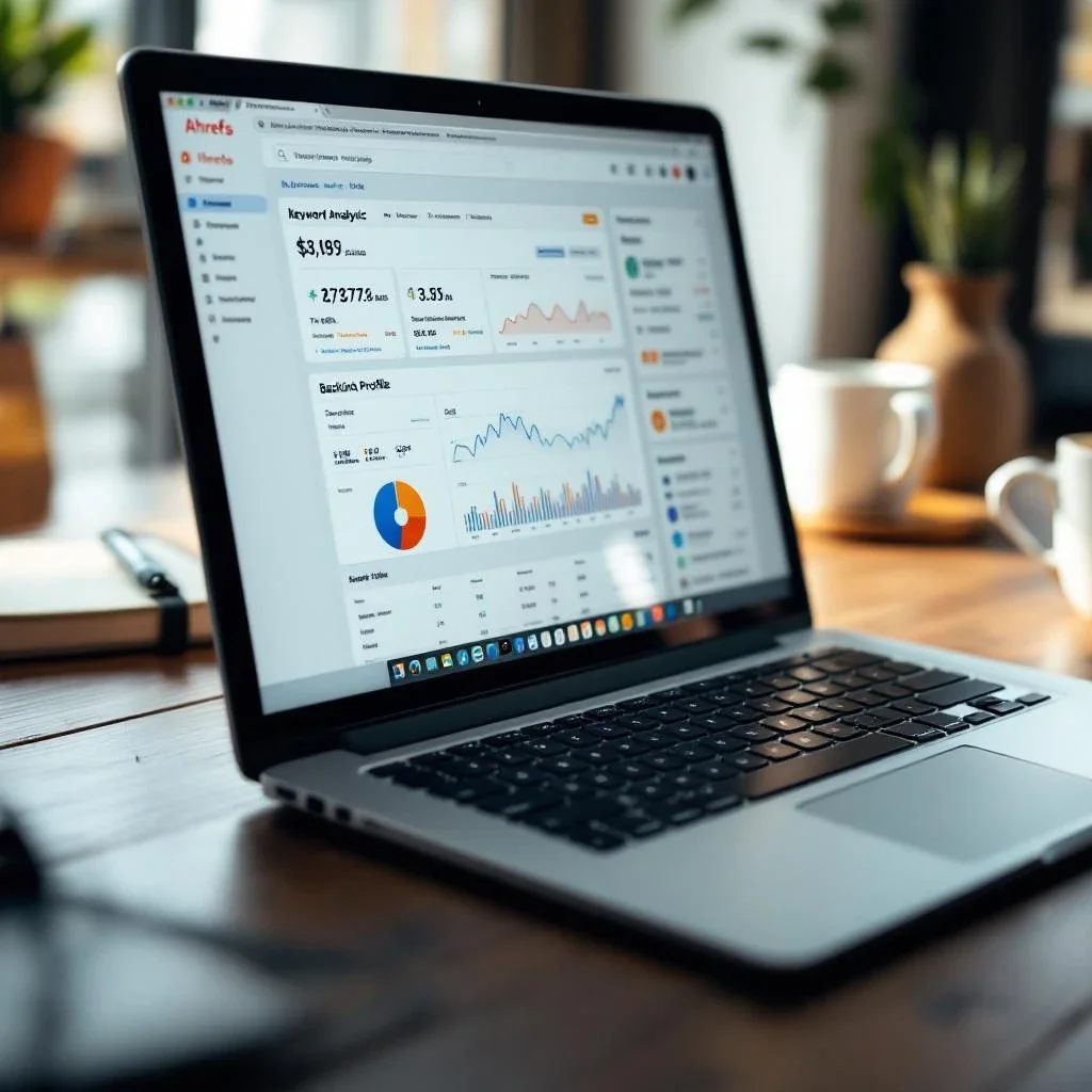 展示使用 Ahrefs 工具分析網站數據的畫面。