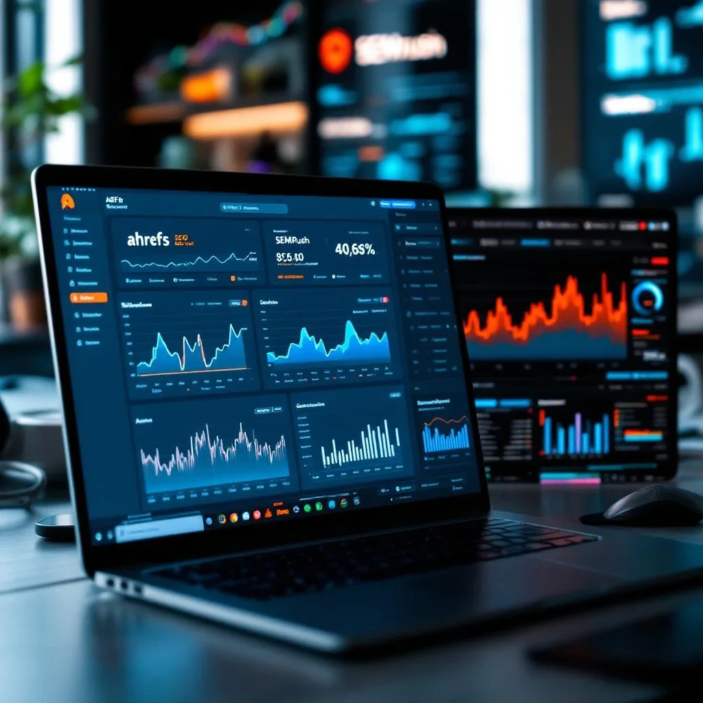 展示最新 SEO 工具的功能界面及其分析圖表。