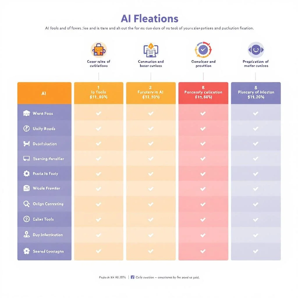 展示不同價位的 AI 工具與其功能的比較圖。