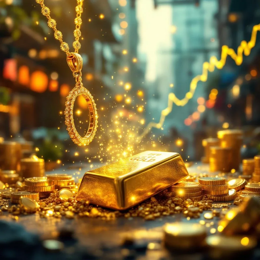 舊金飾轉換為金條的過程中金飾與市場背景的生動呈現