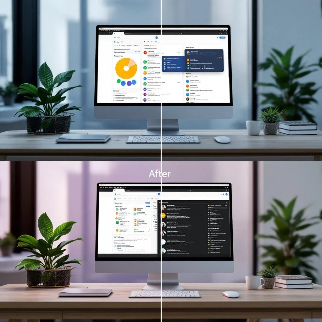 展示網站結構優化前後的對比圖