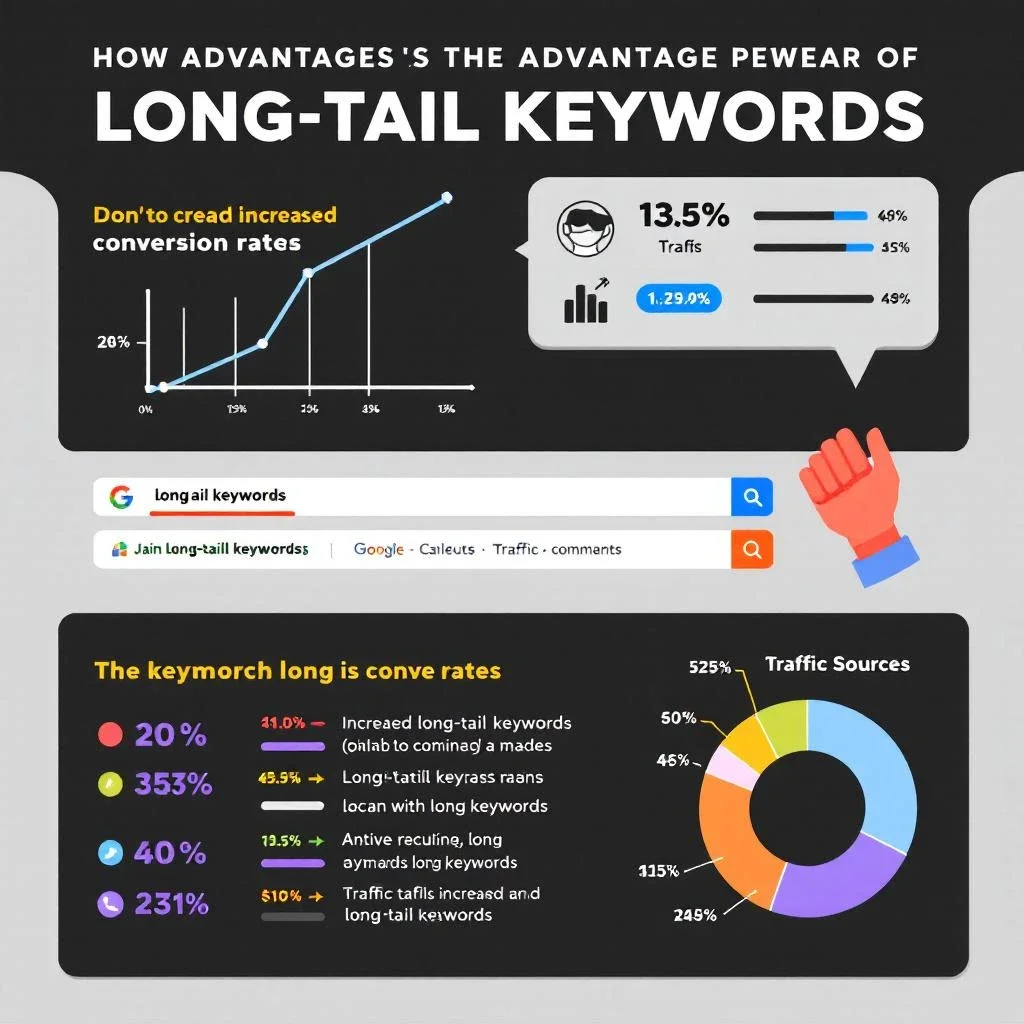 這張圖展示了長尾關鍵字的效果和商業價值的關聯。