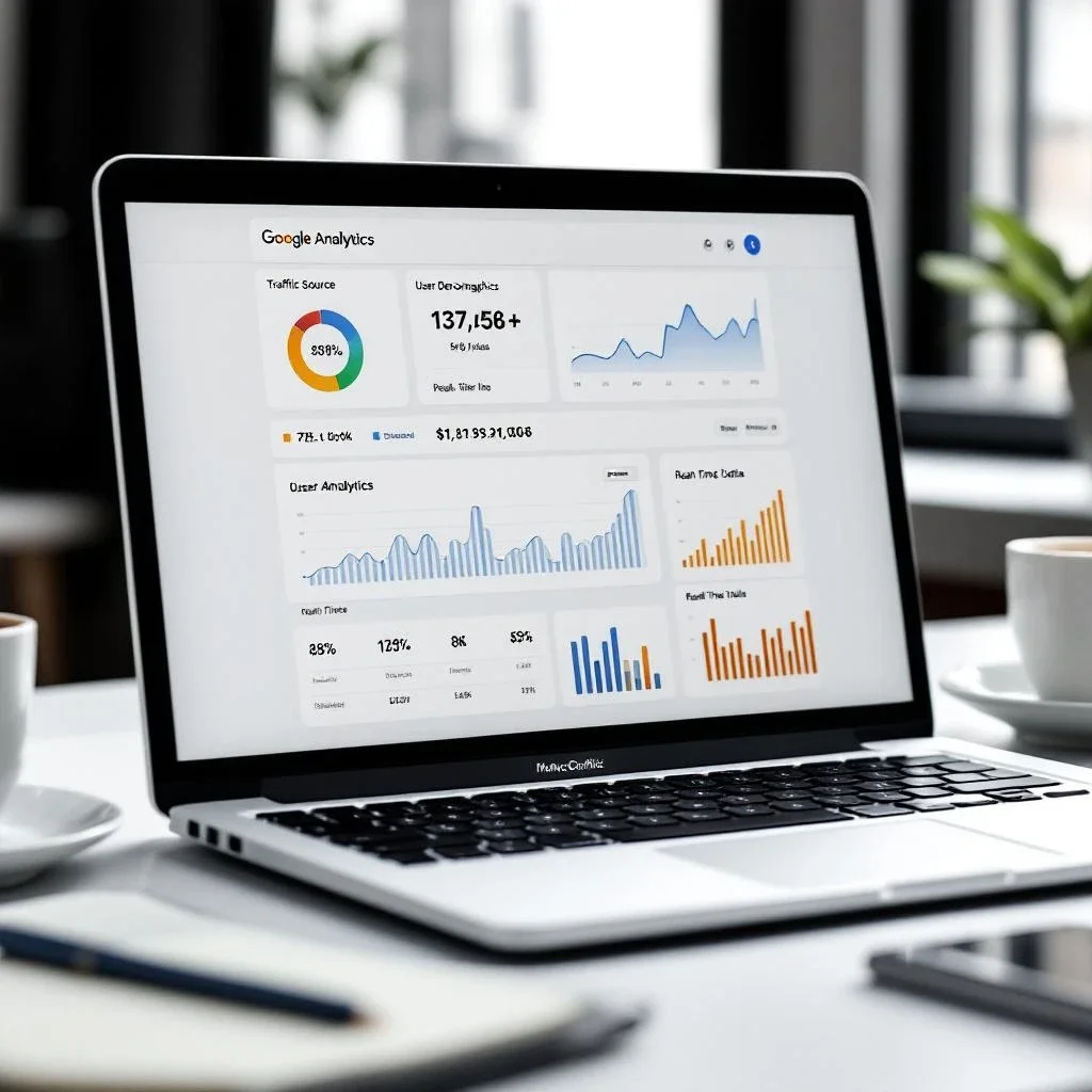 顯示 Google Analytics 介面的數據分析畫面