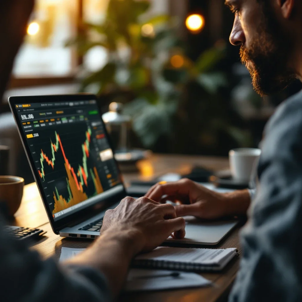 分析黃金存摺投資策略的投資者專注於金融圖表