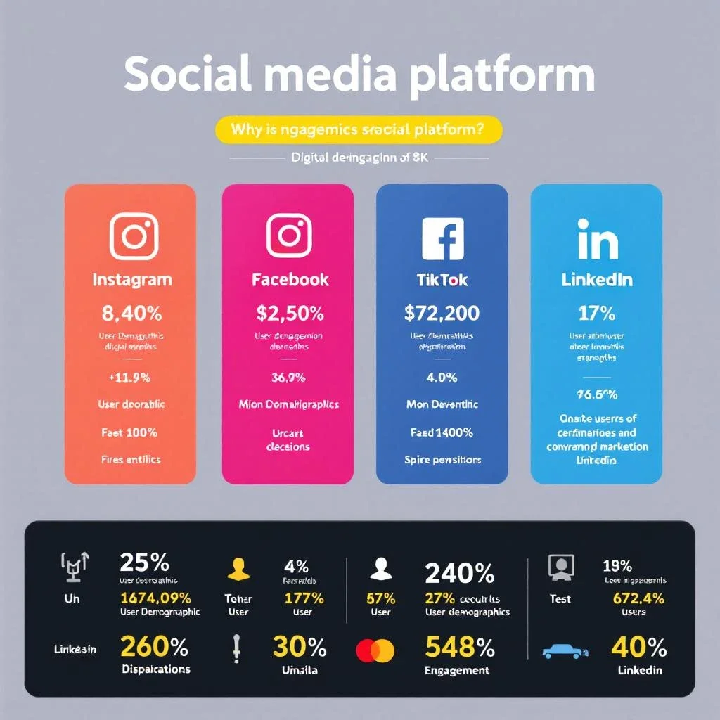 多個社交媒體平台的圖示與數據分析