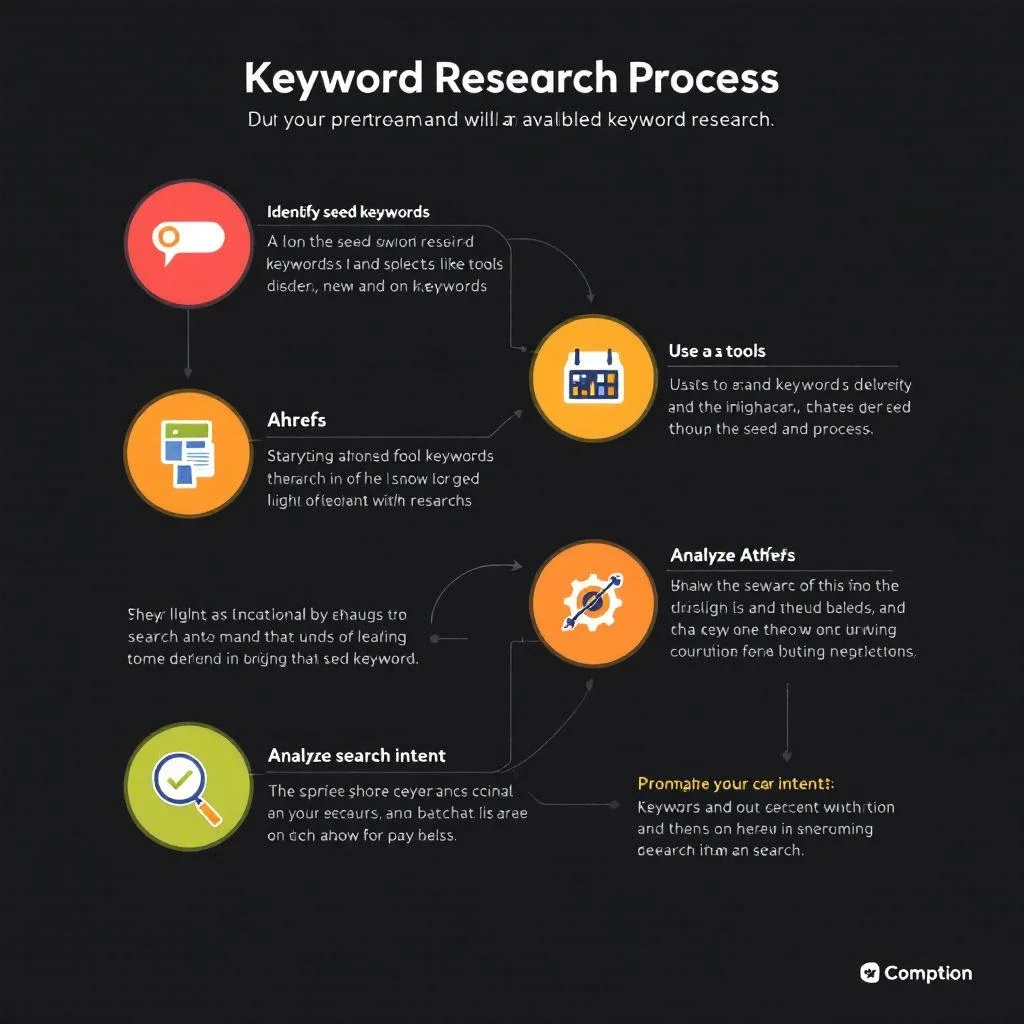 展示關鍵字研究方法的流程圖