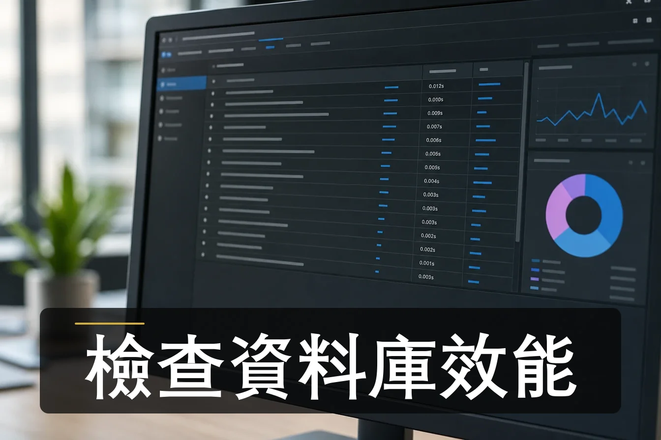 電腦螢幕上顯示的Query Monitor插件介面及數據庫查詢性能指標,與SEO排名提升相關