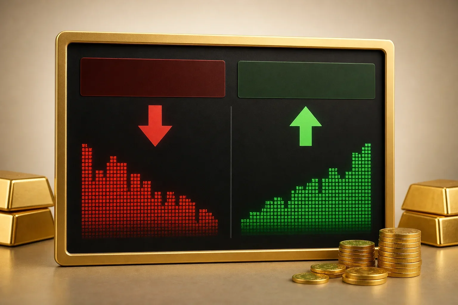 顯示台灣銀行黃金報價板的買回價與賣出價，強調舊金飾換金條價值的價格差異