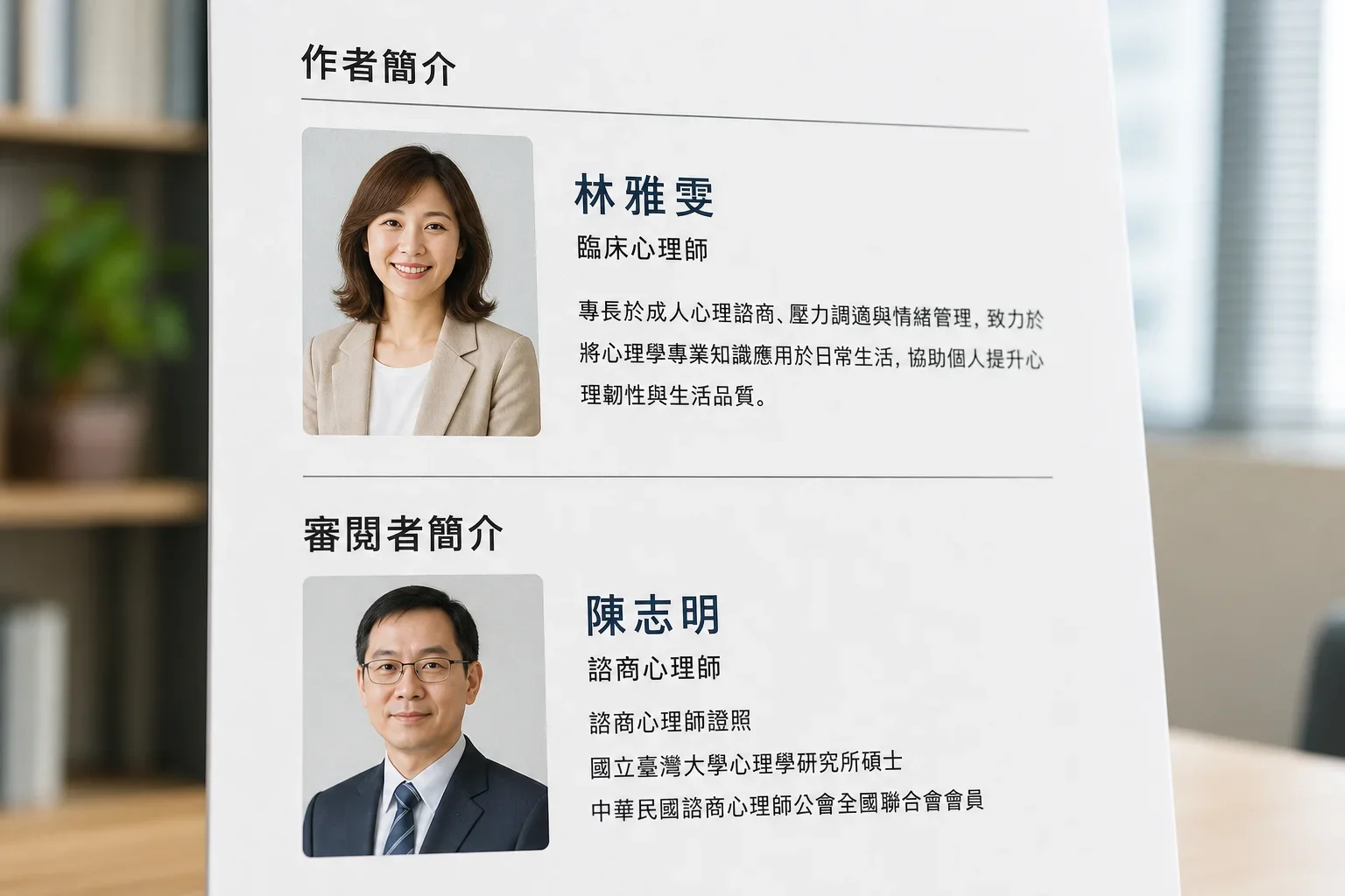 展示真實姓名和職務的範例