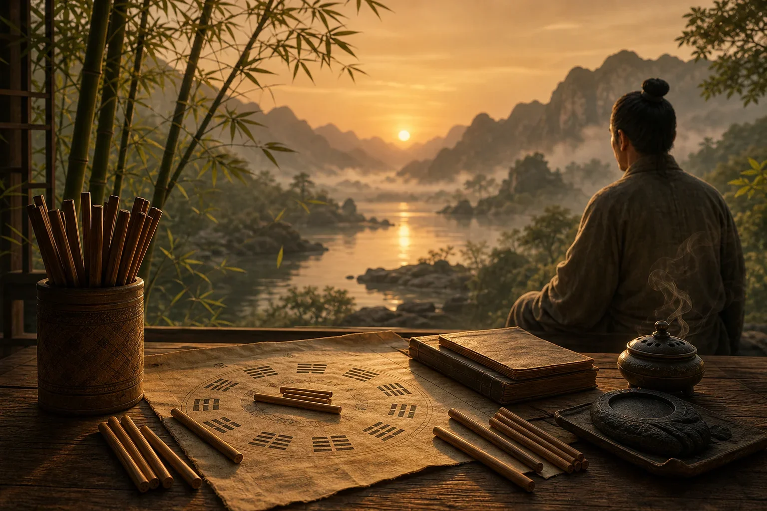 在寧靜環境中進行易經卜卦，探索持續運用易經卜卦的自我反思