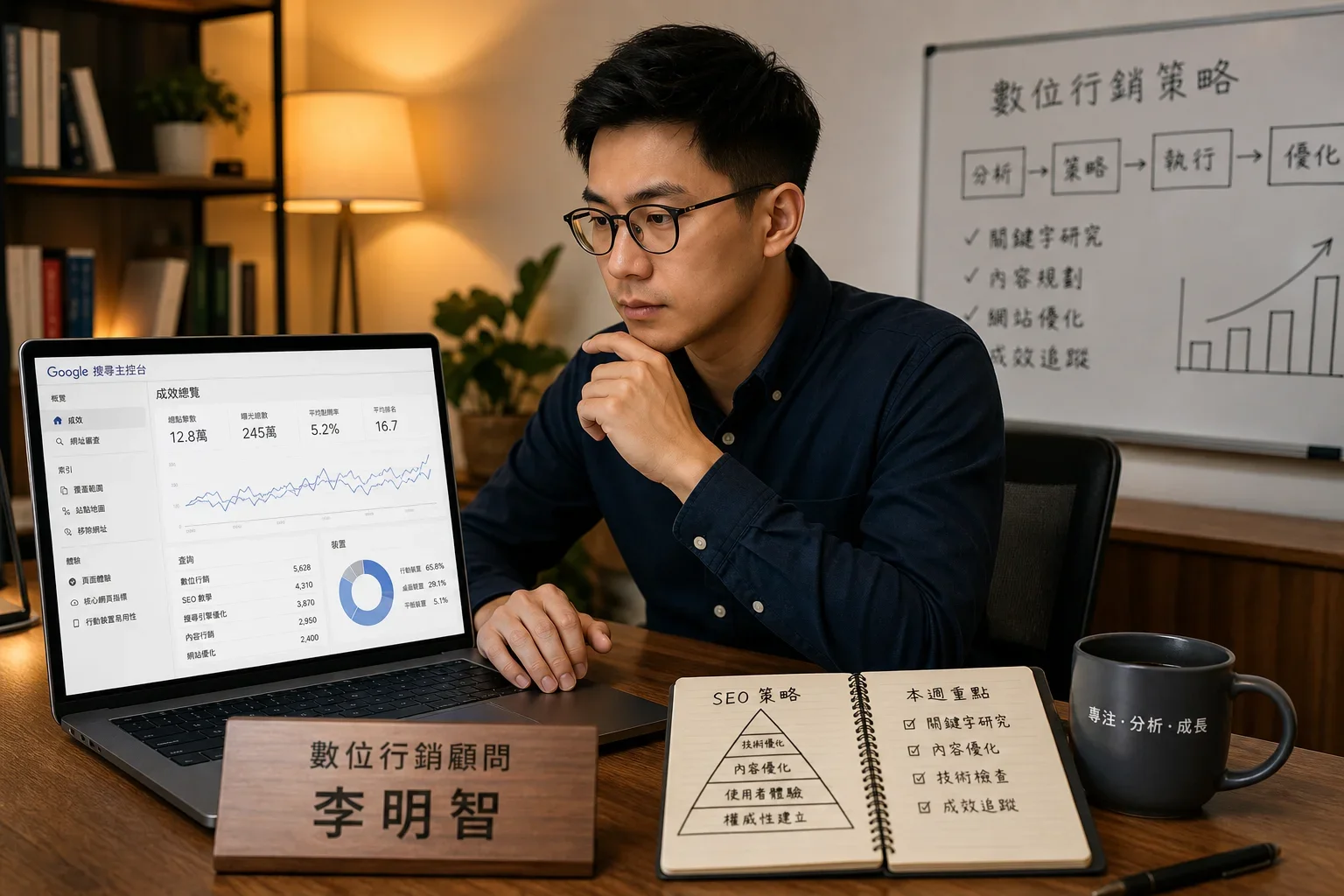 最佳AI寫作工具比較：李明志專注分析SEO數據的專業工作環境