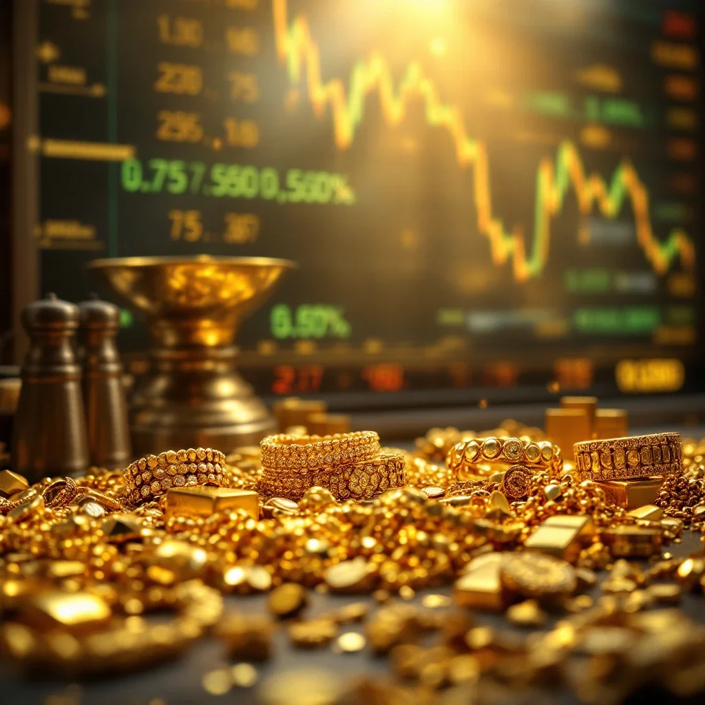 展示舊金飾換金條手續費過程中的金飾與數位秤
