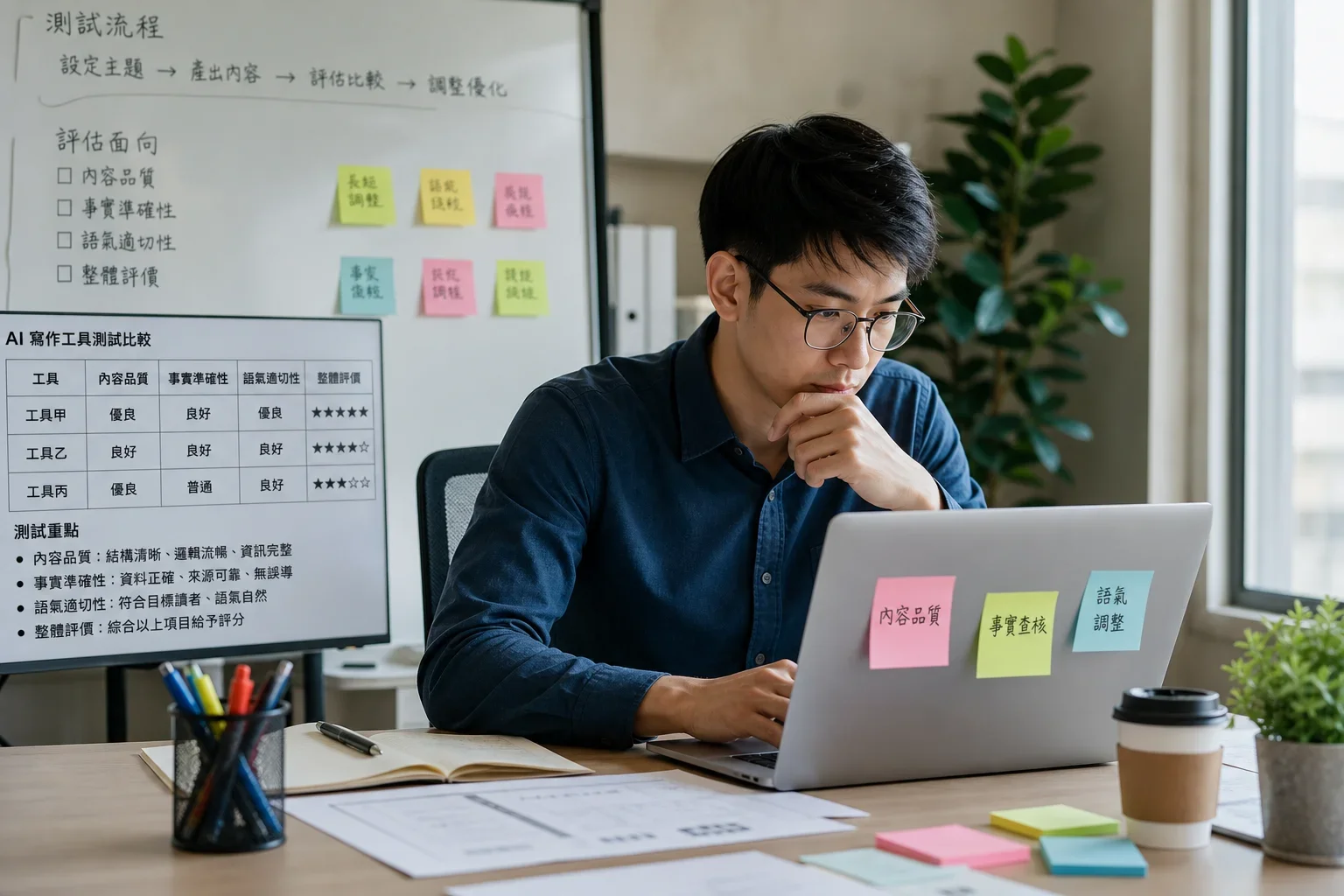 AI 寫作工具選擇：專注於分析AI寫作工具的使用者在辦公室環境中操作筆記型電腦