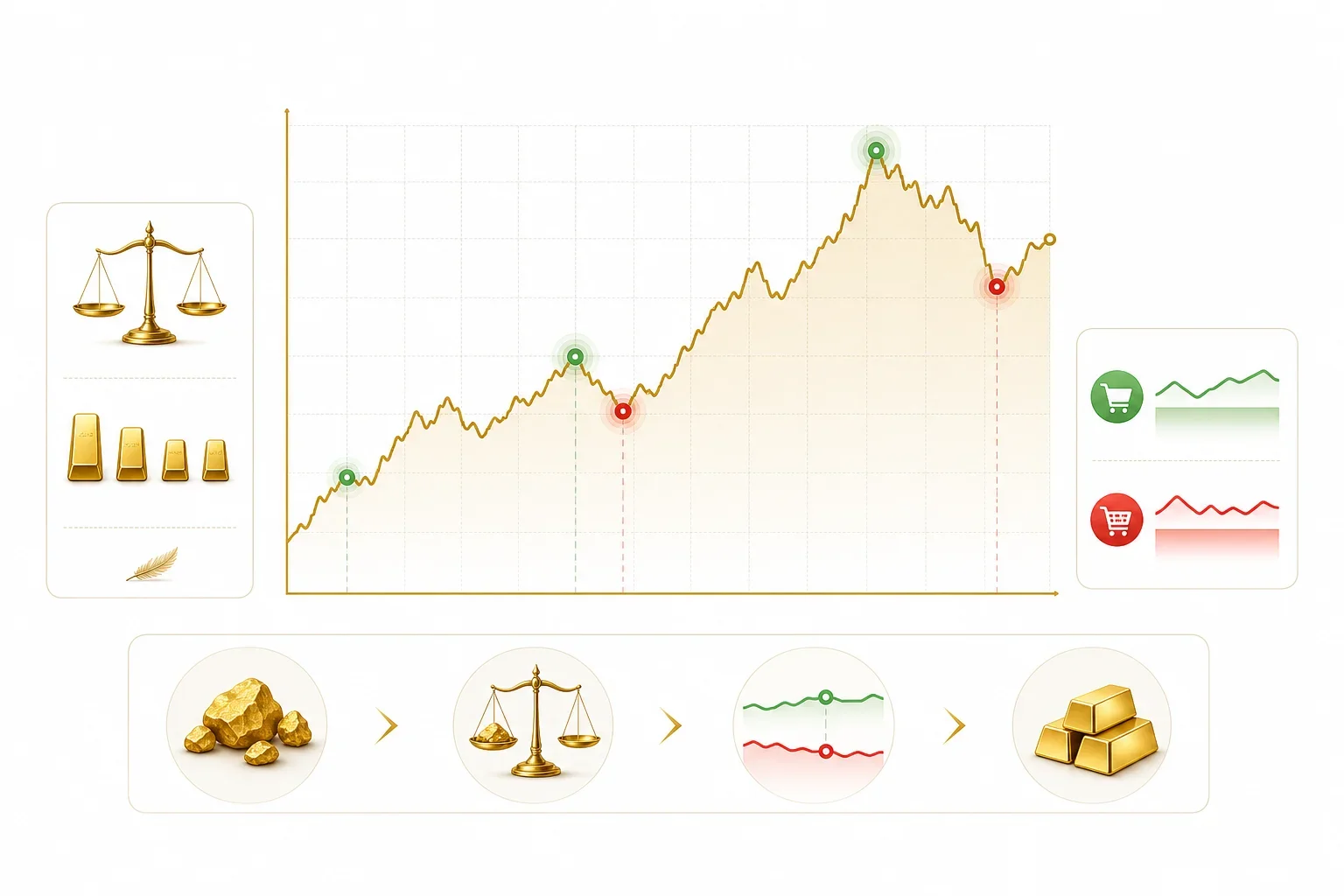 分析金價波動的圖表顯示舊金飾換金條注意事項