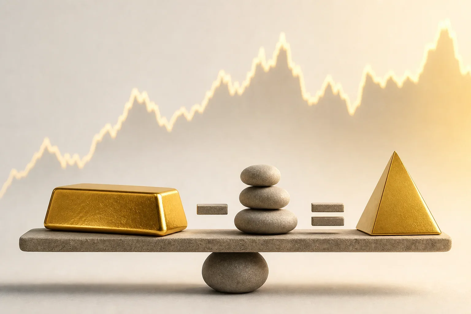 金條與波動的黃金價格圖表呈現黃金金條投資回報的計算公式
