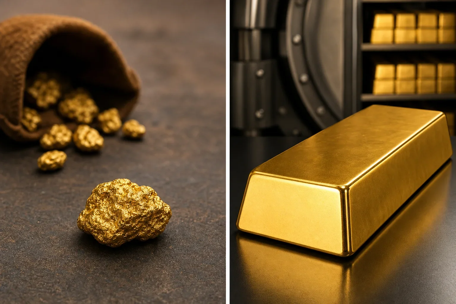 展示金豆與金條的對比象徵舊金飾換金條價值