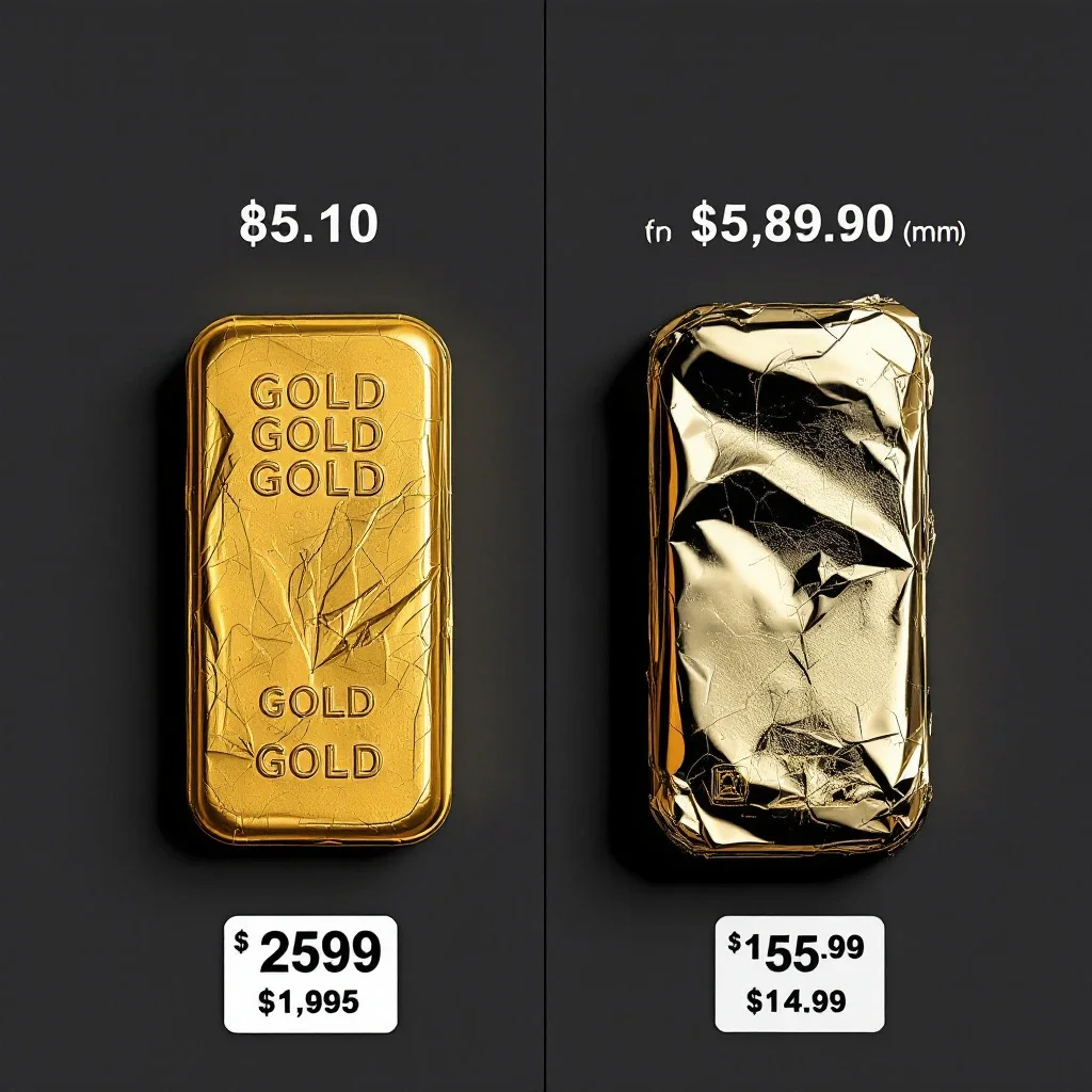 比較兩根黃金金條的包裝狀況與價值差異，回收黃金金條注意事項